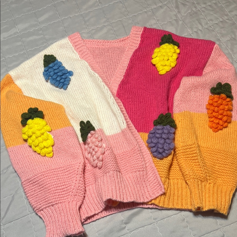 Colorful Fruit Embellished Sweater